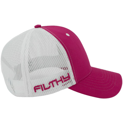 Filthy Anglers 3D Hooks Trucker Hat, Pink & White