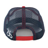 Leather Flag Trucker, Red, White & Blue 6 Panel Curved Bill